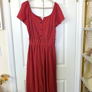 rusty pink short sleeve pant jumpsuit - size large
